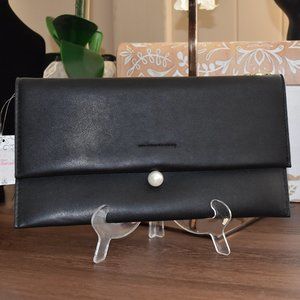 NWT - Lulu Townsend Black Clutch with Faux Pearl